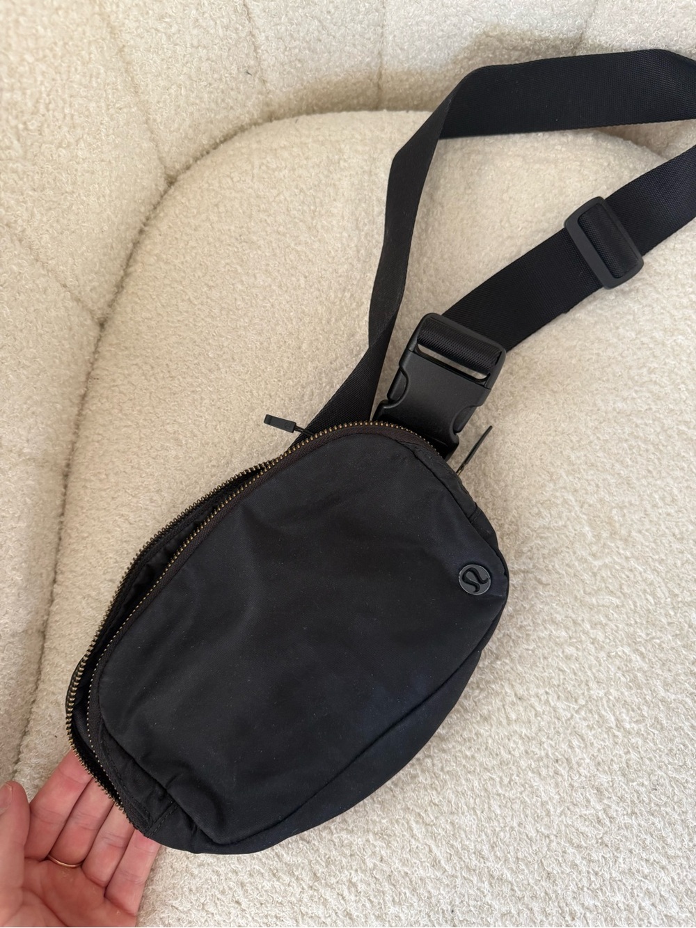 lululemon athletica Black Nylon Sling Belt Bag